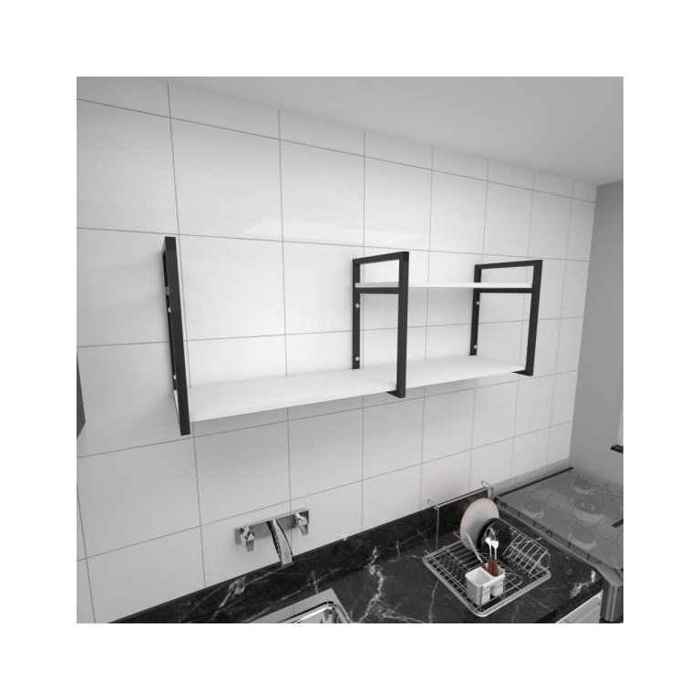 Prateleira Industrial para Cozinha - Aço Preto - 30cm - Modelo Ind07