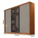 Ver imagem 2 de Guarda Roupa Casal Londres 3 Portas 1 com Vidro Reflecta 4 Gavetas Cinamomo Fendi - Novo Horizonte