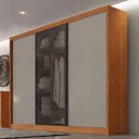 Ver imagem 4 de Guarda Roupa Casal Londres 3 Portas 1 com Vidro Reflecta 4 Gavetas Cinamomo Fendi - Novo Horizonte