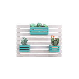 Floreira Branca de Parede em Madeira Maciça com 3 Cachepôs - Smart Eco