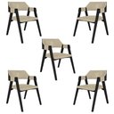 Ver imagem 1 de Kit 5 Cadeiras Sala de Jantar e Jogos Carteados Madeira Maciça Poker Pu Bege-preto G42 - Gran Belo