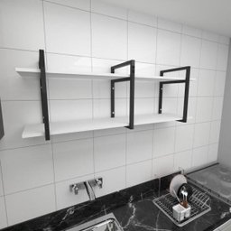 Prateleira industrial para cozinha aço cor preto prateleiras 30cm modelo ind05 - 1