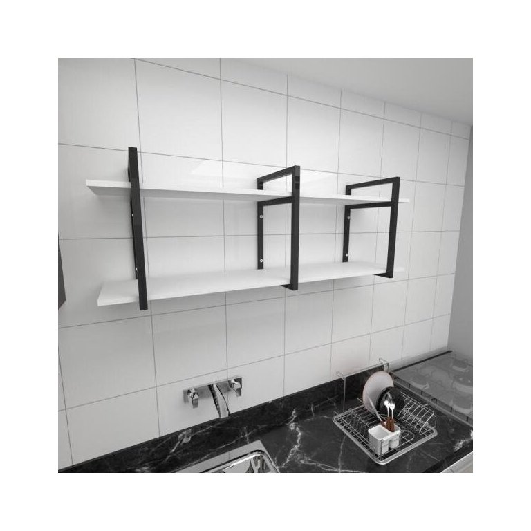 Prateleira industrial para cozinha aço cor preto prateleiras 30cm modelo ind05