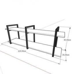 Prateleira industrial para cozinha aço cor preto prateleiras 30cm modelo ind05 - 2