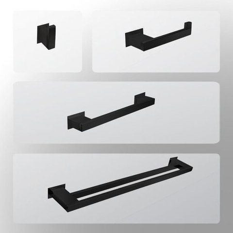 Kit Banheiro 4 Peças Inox Preto Fosco - Kromus KITRT4AB