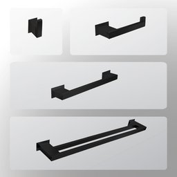 Kit Banheiro 4 Peças Inox Preto Fosco - Kromus Kitrt4ab - 1