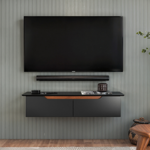Rack Suspenso para Sala Quarto Home Estante Parede Bancada Prateleira Flow - Jm3 Móveis:preto/nature