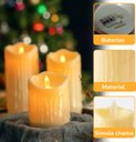 Ver imagem 1 de Kit 3 Velas Decorativa Led 15, 12 e 10cm com Parafina Luz Quente Amarela