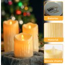 Ver imagem 1 de Kit 3 Velas Decorativa Led 15, 12 e 10cm com Parafina Luz Quente Amarela