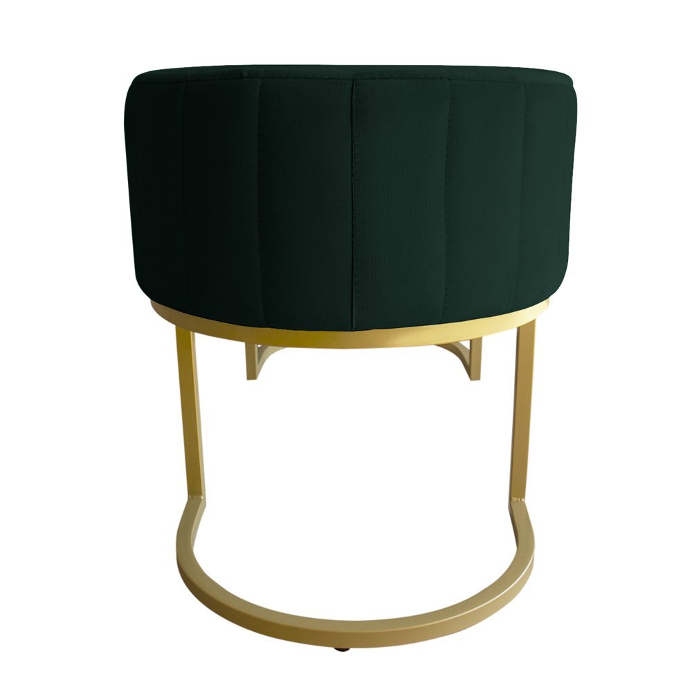 Banco Recamier Estofado Luana Base Gold Veludo Verde - Montanaris Decor - 4