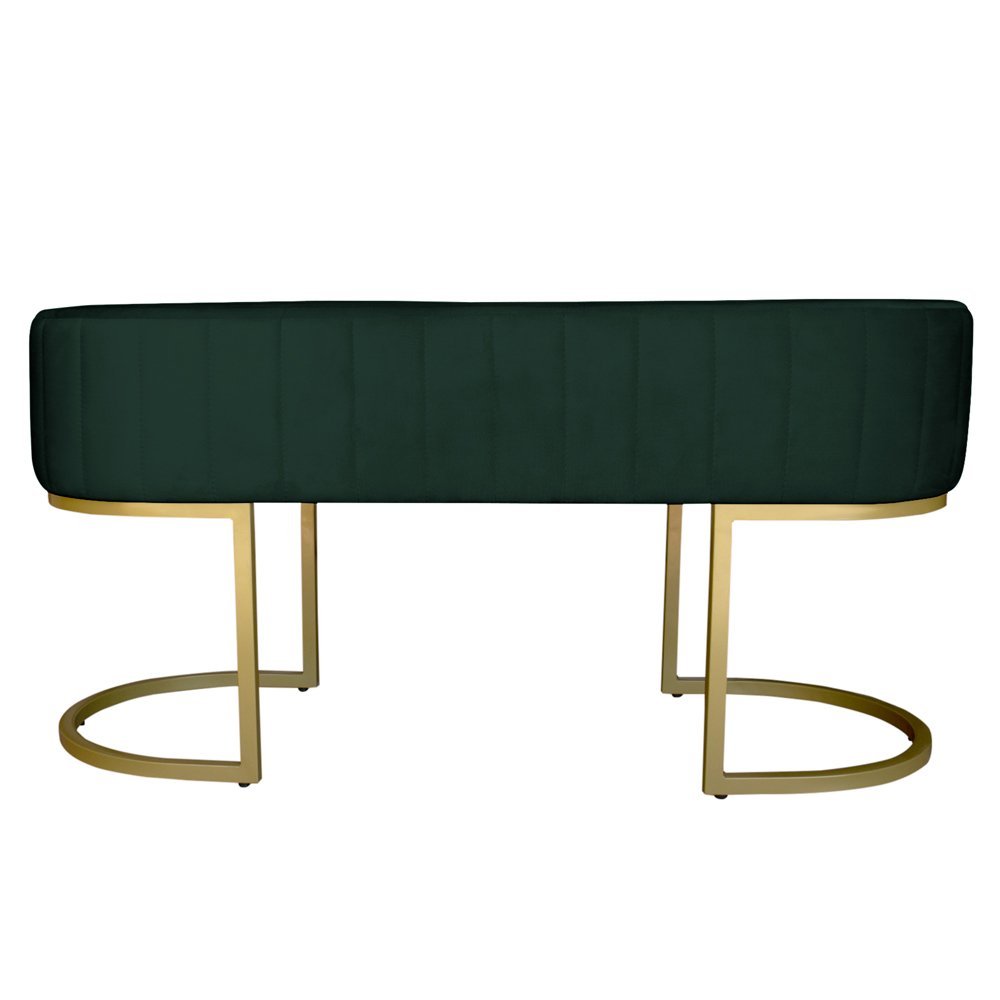 Banco Recamier Estofado Luana Base Gold Veludo Verde - Montanaris Decor - 3