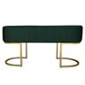 Banco Recamier Estofado Luana Base Gold Veludo Verde - Montanaris Decor - 3