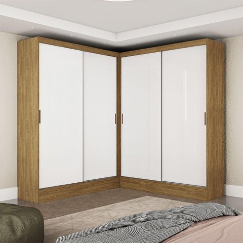 Closet Casal Duplo Belém 4 Portas 4 Gavetas Carioca Móveis Cinamomo Branco