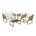 Ver imagem 1 de Conjunto de Sofás 4 Lugares Corda Náutica Alumínio Tecido Impermeável Jardim Área Externa Piscina