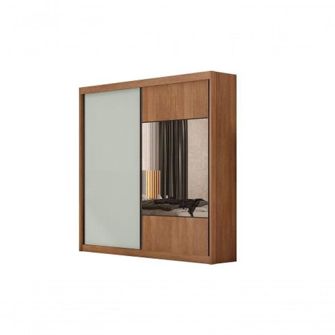 Guarda Roupa Casal Versatto 2 Portas de Bater 8 Gavetas MDF-MDP com Espelho Cumaru-Fendi Móveis