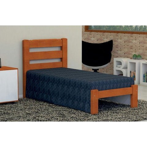 Cama de Solteiro Luna de Madeira Maciça Tauari - Cor Mel