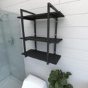 Ver imagem 1 de Prateleira industrial para banheiro aço cor preto prateleiras 30 cm cor preto modelo ind09pb