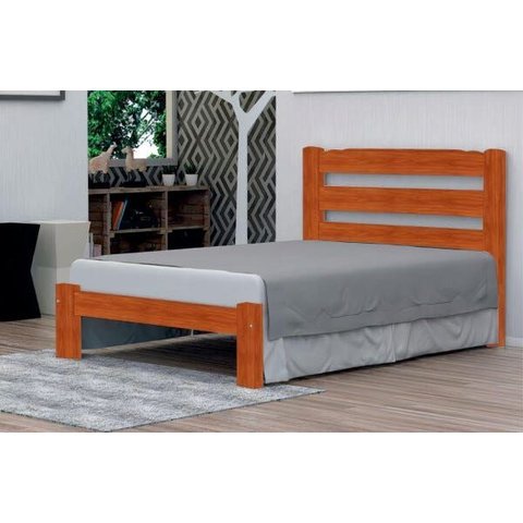 Cama de Casal Londres de Madeira Maciça Angelim Pedra/tauari - Cor Mel