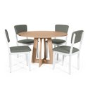 Ver imagem 1 de Mesa de Jantar Redonda Montreal Jade com 4 Cadeiras Estofadas Ella Branco/cinza