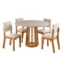 Ver imagem 2 de Conjunto Sala de Jantar 4 Lugares Redondo Tampo em MDF Schio Bege/Mel/Blonde