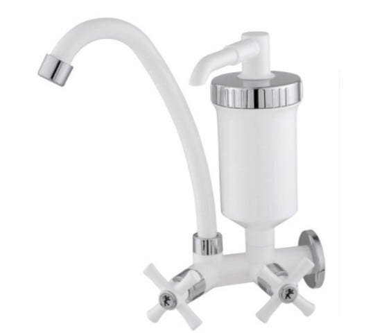 Torneira Cozinha Parede Bica Alta com Filtro ABS C31 Branca Plastic Leao 1/4V - 1
