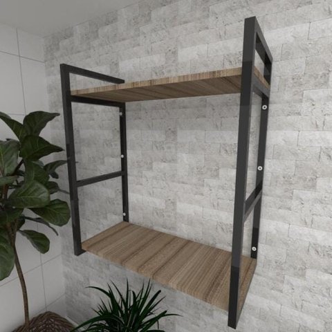 Prateleira industrial para Sala aço cor preto prateleiras 30cm modelo ind10
