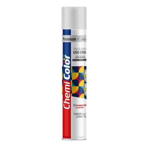 Tinta Spray Uso Geral Brilhante Branco 250ml - Chemicolor
