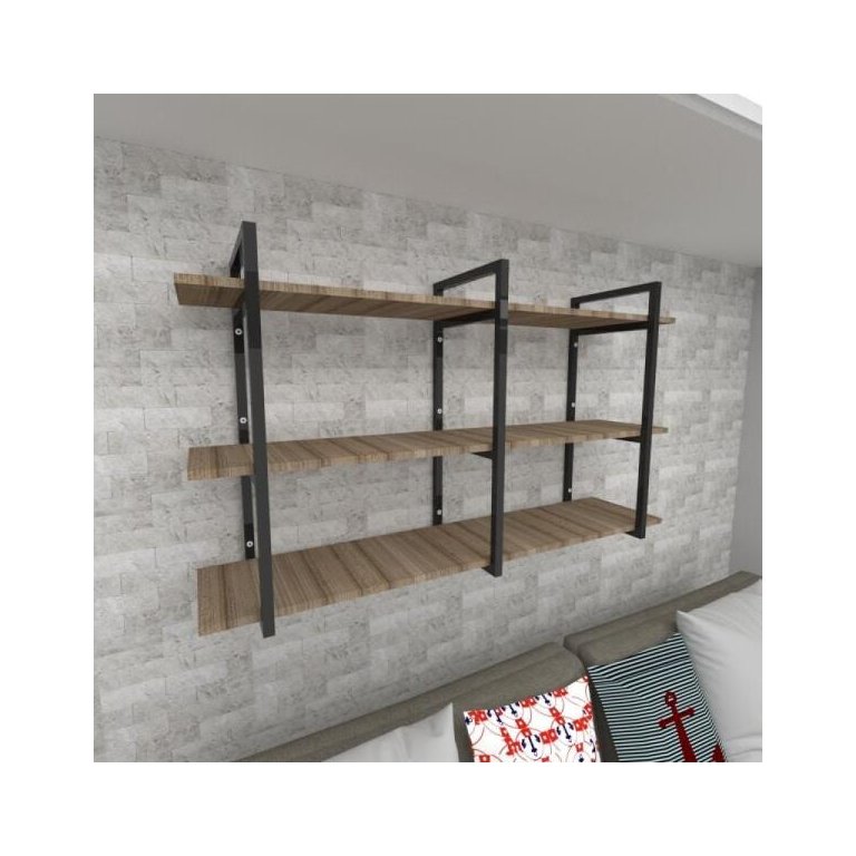 Prateleira Industrial para Sala - Aço Preto - 30cm - Modelo Ind12