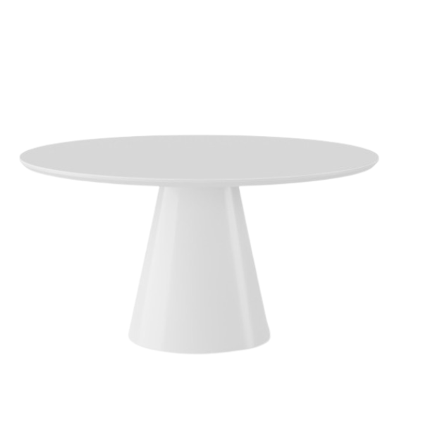 Mesa de Jantar Cone Redonda 120 Cm Laqueada Linn Design Decor Branco