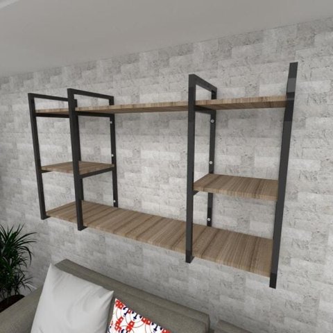 Prateleira Industrial para Sala - Aço Preto - 30cm - Modelo Ind17
