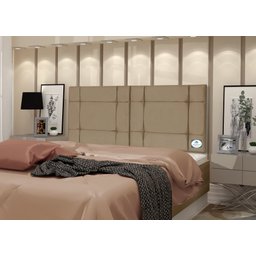 Cabeceira de Cama Casal Box 140cm Estofada Ellegancy Bege - 2