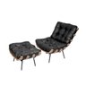 Poltrona com Puff Costela - Couro Preto - 1