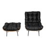 Poltrona com Puff Costela - Couro Preto - 3
