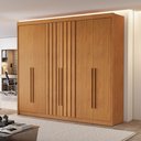 Ver imagem 1 de Guarda Roupa Casal 6 Portas 2 Ripadas Portugal 100% MDF Cinamomo Marrom