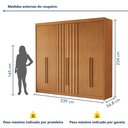 Ver imagem 4 de Guarda Roupa Casal 6 Portas 2 Ripadas Portugal 100% MDF Cinamomo Marrom
