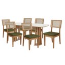 Ver imagem 2 de Conjunto Mesa com 6 Cadeiras de Jantar Encosto Tela 100% Mdf Off White Verde Dalla Costa