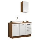 Ver imagem 2 de Conjunto Gabinete para Banheiro 120cm 3 Portas 3 Gavetas Rustic/Branco Agata Madesa 01