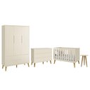 Ver imagem 1 de Dormitório Completo Infantil Theo 3 Portas, Cômoda 6 Gavetas, Berço e Mesa de Canto Areia Fosco