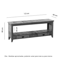 Rack Aparador 1,5M com 2 Gavetas Madeira Demolição Ripado Natural - 3