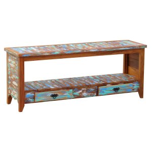 Rack Aparador 1,5M com 2 Gavetas Madeira Demolição Ripado Pátina