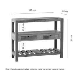Aparador Ilha 100cm 2 Gavetas Madeira Demolição Pátina - 3