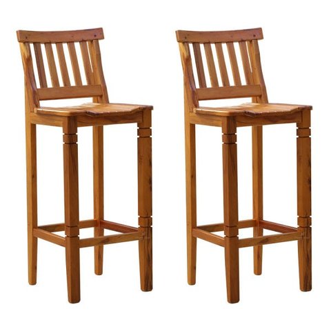 Conjunto 2 Banquetas Alta Madri com Encosto Madeira Demolição Natural