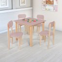 Ver imagem 1 de Conjunto Mesa e Cadeiras Infantil Mdf Pinus 7 Cores Pu Fosco:rosa