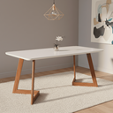 Ver imagem 1 de Mesa para Sala de Jantar 180cm com Vidro Caju Marrom/Off White