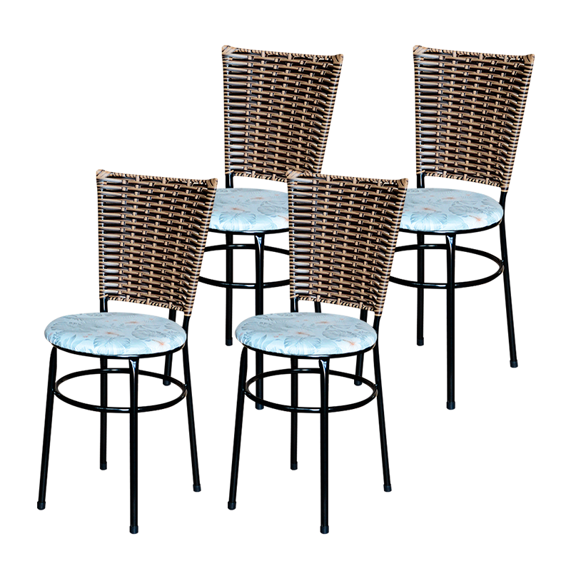 Kit 4 Cadeiras Cozinha Hawai Cappuccino Assento Estampado:floral Gelo - 1