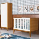 Ver imagem 2 de Jogo de Quarto Infantil Guarda Roupa 2 Portas e Berço Classic Branco/Savana com Pés Amadeirado -