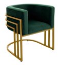 Ver imagem 1 de Cadeiras Poltrona Luxo Base de Metal Tripla Dourado Sala de Jantar Recepção Veludo Verde do Lar Móve