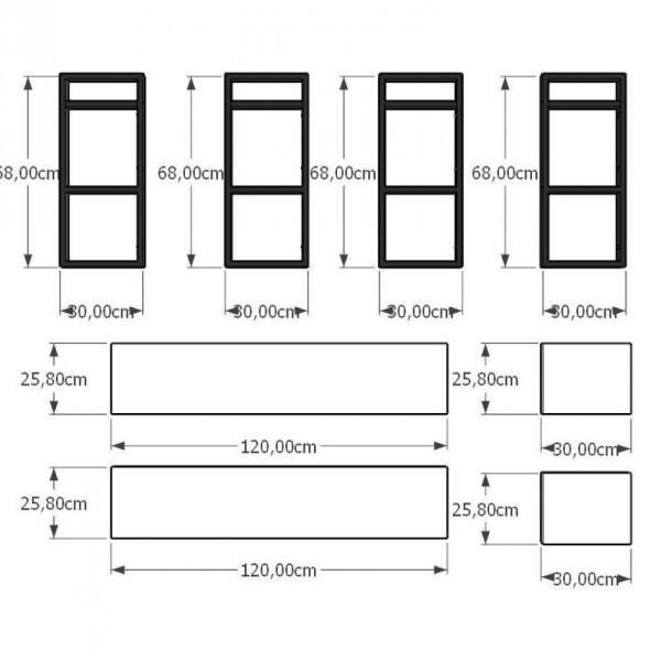 Mini estante industrial para sala aço cor preto prateleiras 30 cm cor branca modelo ind17beps - 3