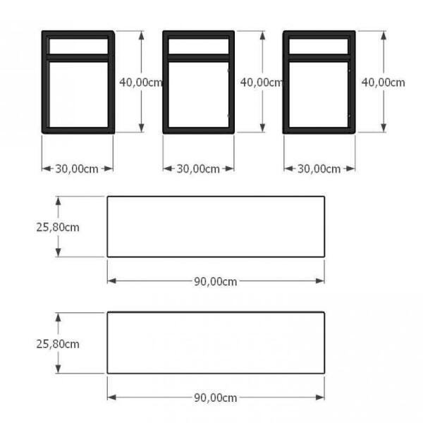 Mini estante industrial para escritório aço cor preto prateleiras 30cm cor branca modelo ind19bep - 3