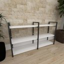 Ver imagem 1 de Mini estante industrial para escritório aço cor preto prateleiras 30 cm cor branca modelo